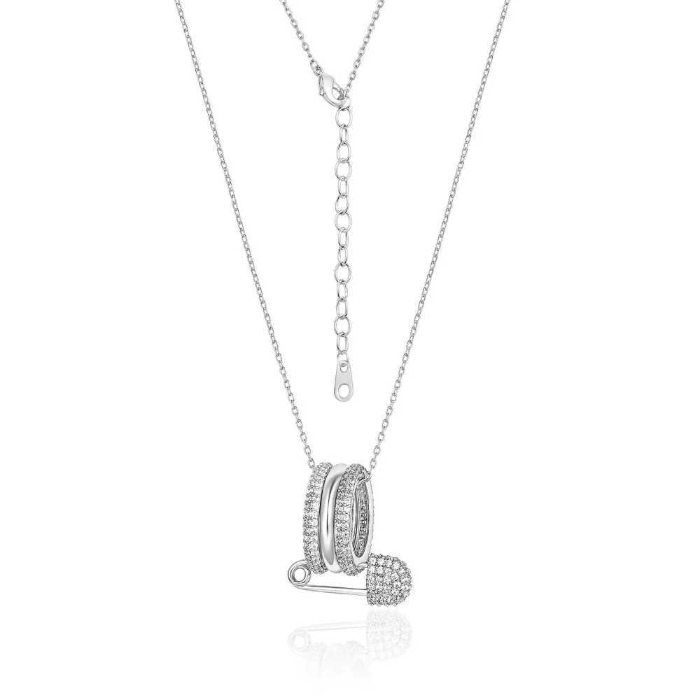 Womens Safety Pin Necklace Sparkling Simple Pendant Necklace Fashionable Cute Jewelry Gift W250318