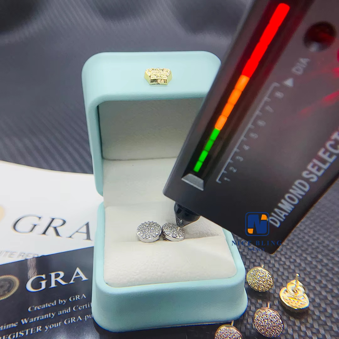 Fine Jewelry Screw Back Earring Luxury Gold Plated 925 Sterling Silver Iced Out Moissanite Diamond Stud Earrings