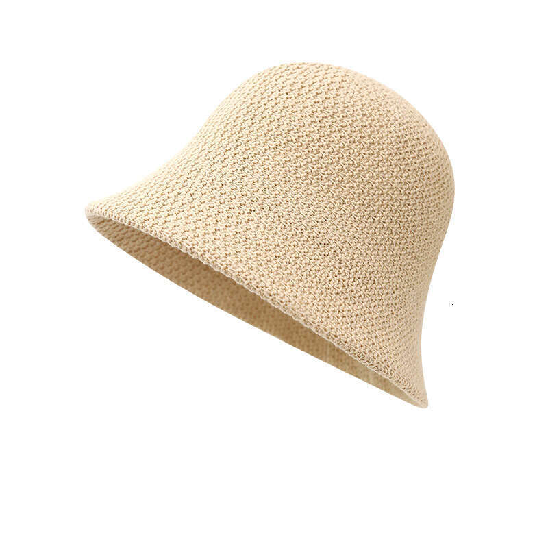 2024 New Korean Women's Summer Breathable Sunshade Bucket Fashionable Face Showing Small Knitted Hat