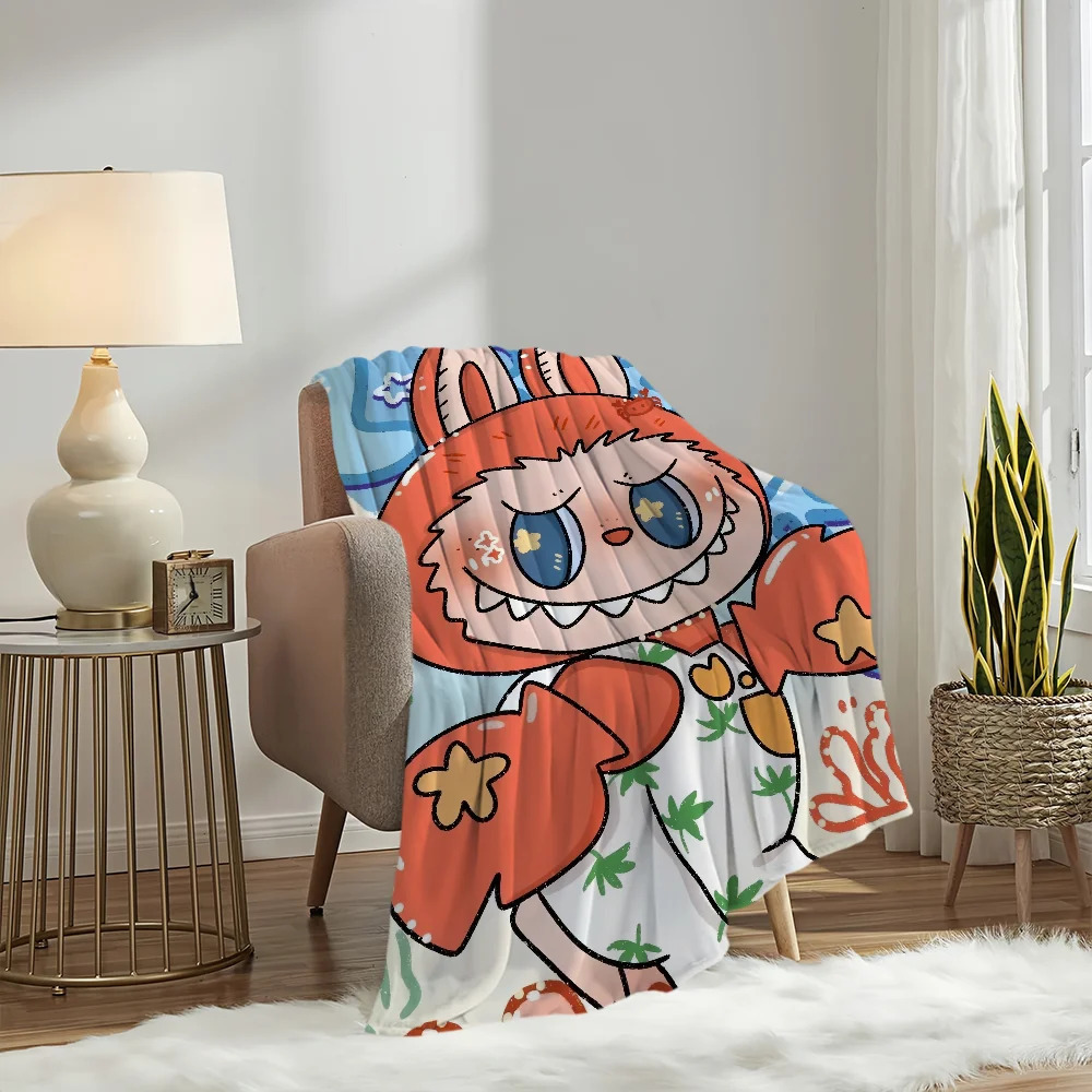Cartoon L-Labubus-S Monster Lovely Blanket Plush Nap Sofa rug for Living Room Warm Office Bedroom Birthday Home Travel Kid Gifts 250317