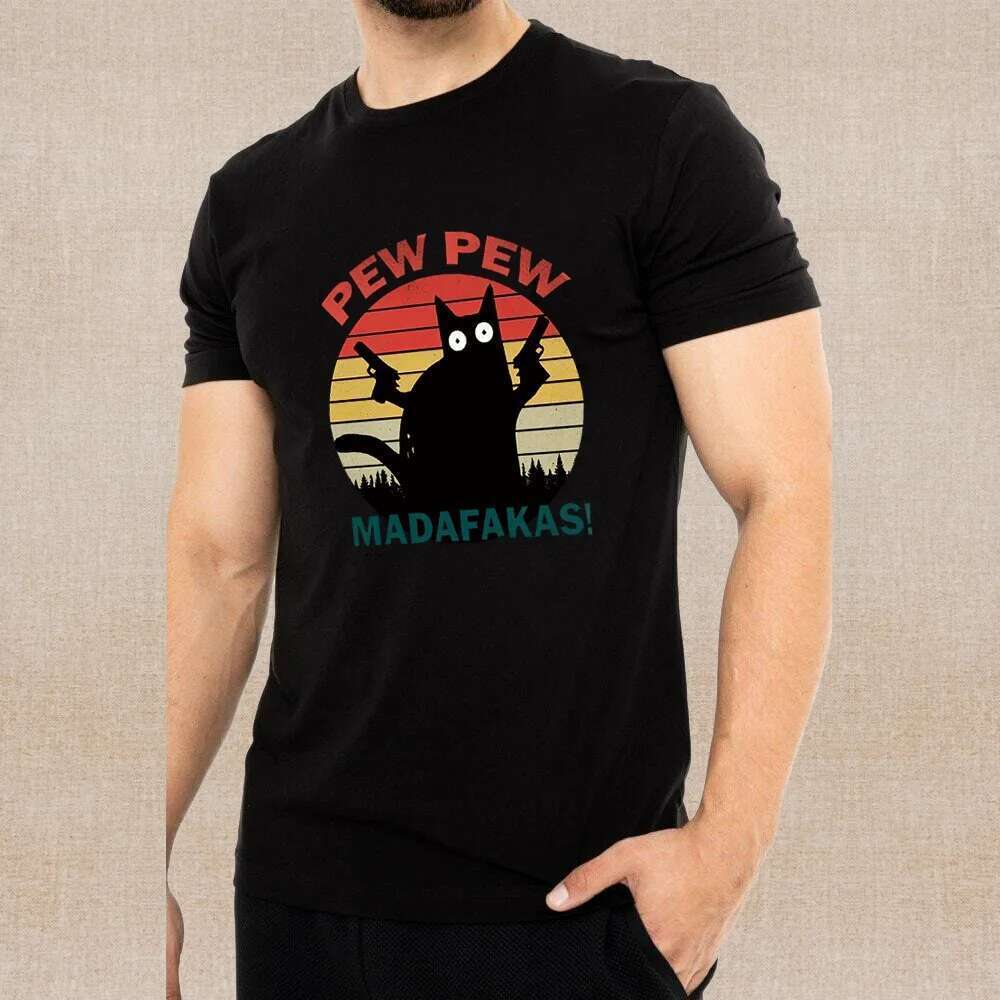 Men's Short Sleeve Summer T-shirt, Round Neck, Printed Pew Pattern, Casual and Breathable Clothing, Fashionable, Size S-6XL