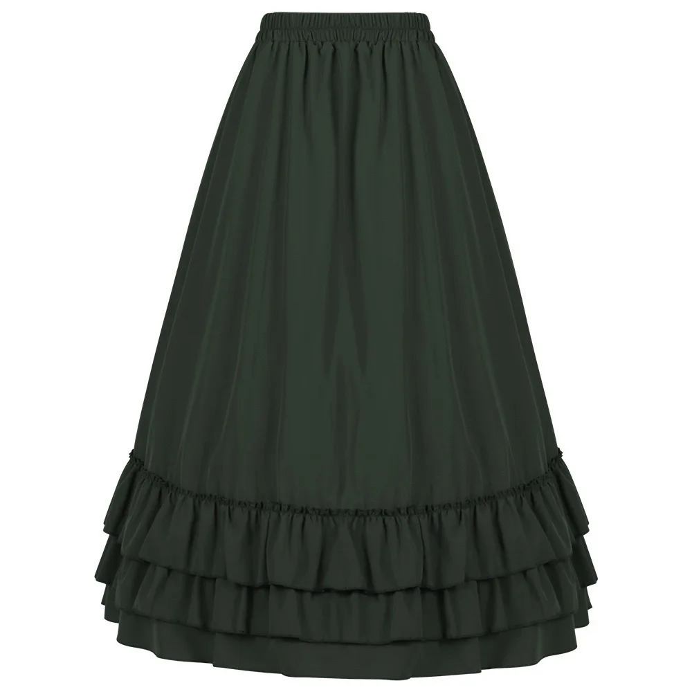 Brown Ruffled High Waisted Long Victorian Skirt Steampunk Skirts Womens Party Wear Gothic Vintage Clothes Medieval Costume Sexy 250318