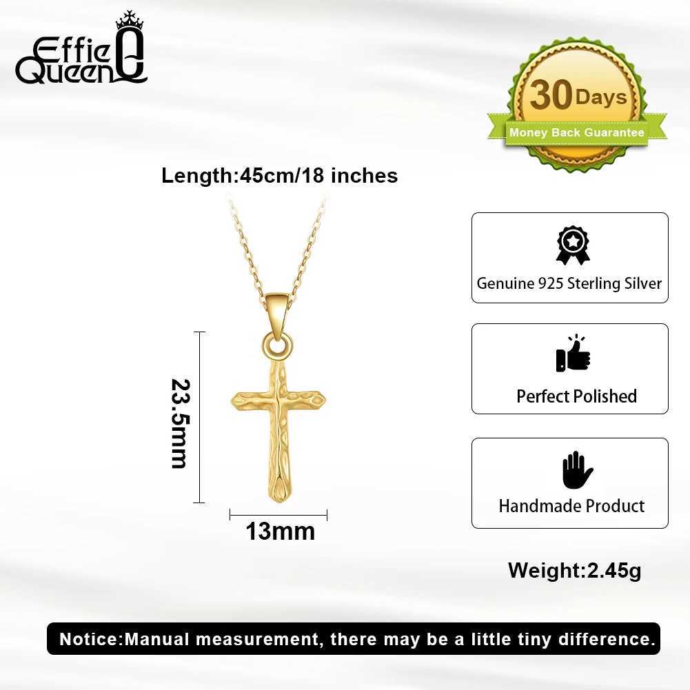 EFFINE QUEEN Exquisite 925 sterling silver cross pendant necklace with cable chain church accessories religious presence GAN02 W250318