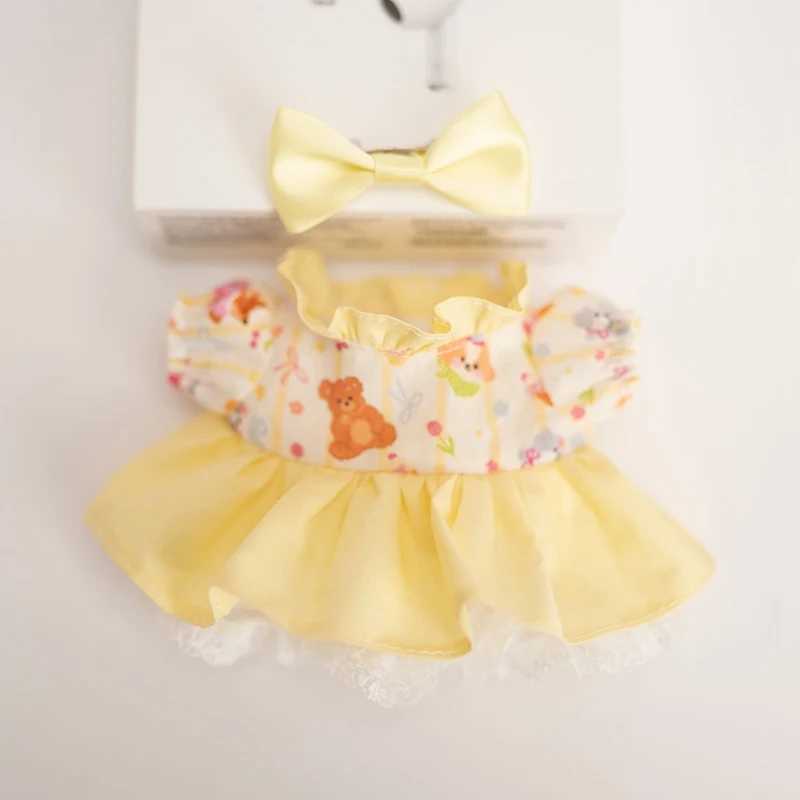 17cm Labubu Doll Clothing Yellow Cartoon Pattern Dress/Coat Baby Pendant Clothing Pendant Pants Clothing Replacement GiftT250318