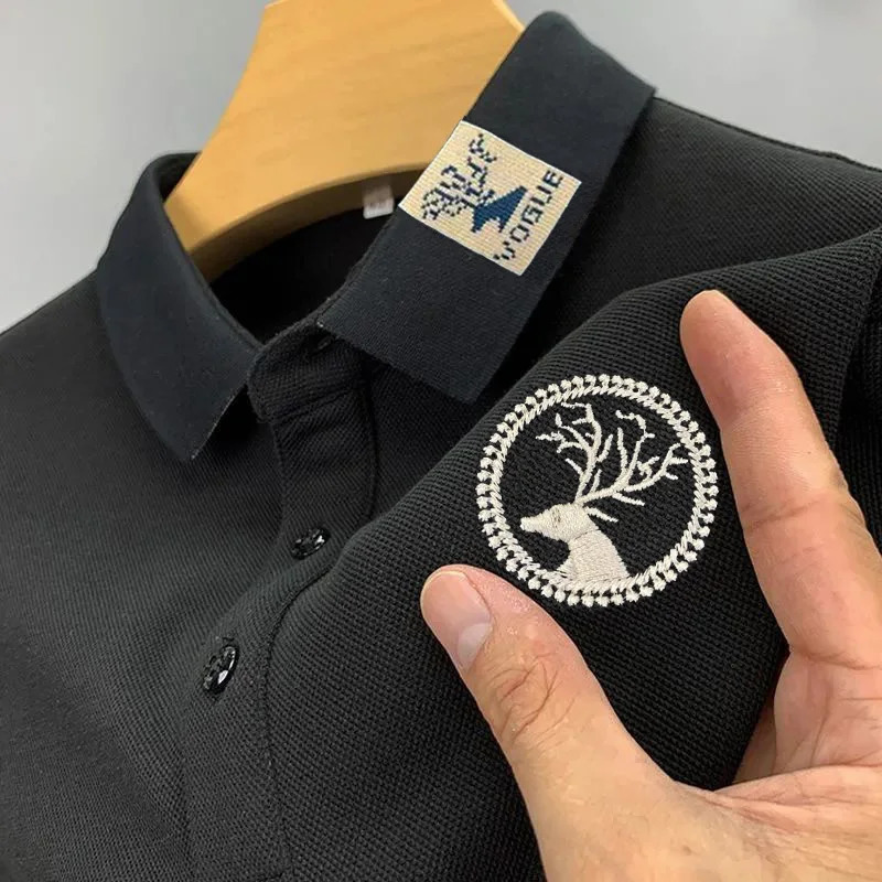 Mens Casual Fashion Polo Shirt Breathable and Comfortable Embroidered Top 250408
