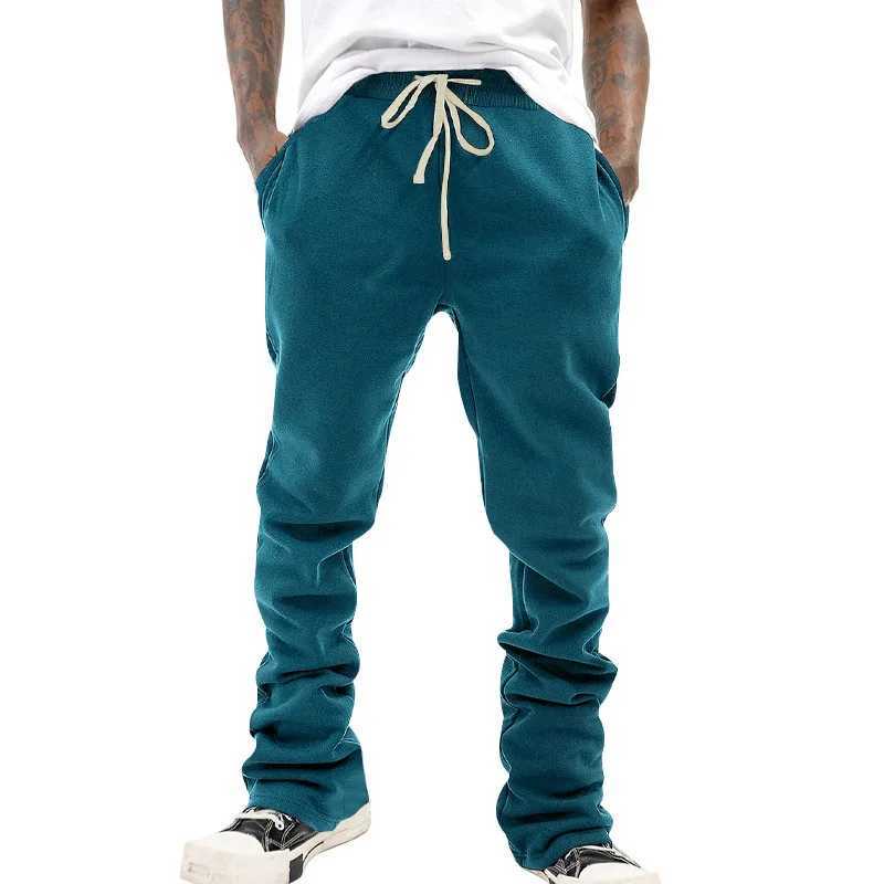 Mens autumn and winter styles mens solid color casual pants sports pants loose 250G round straight leg pants W250318