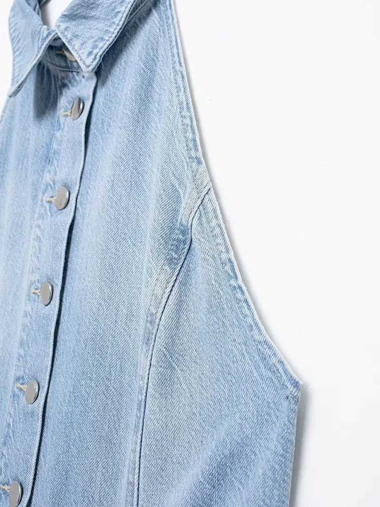2024 summer womens strapless jumpsuit mens backless design wide leg denim jumpsuit X250318