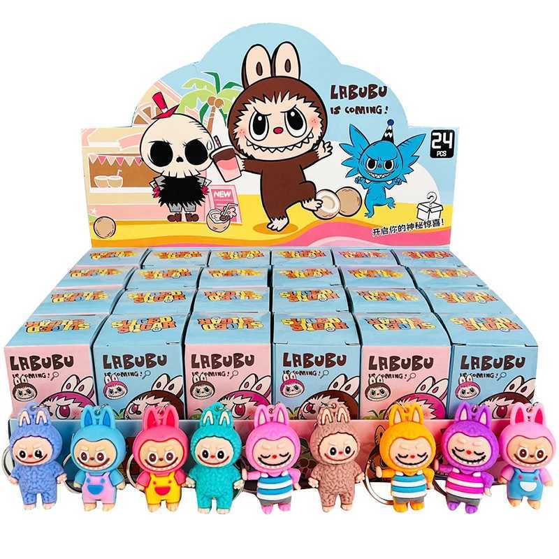 24 Labubu blind box pattern dolls PVC small pendant trend cute Kawaii cartoon keychain mysterious box decoration wholesaleT250318