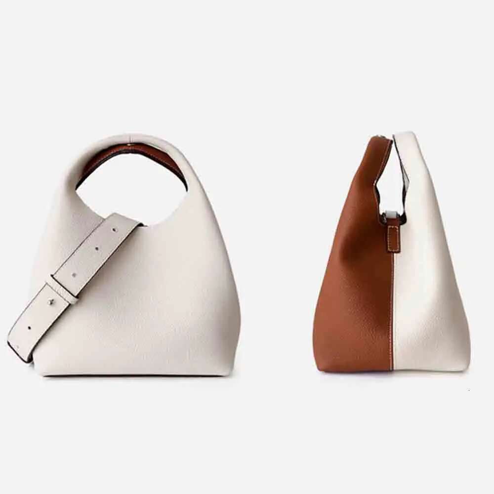Patchwork Style Women Bucket Lychee Texture Cowhide Designer Bag High Grade Ladies Handbag New Winter