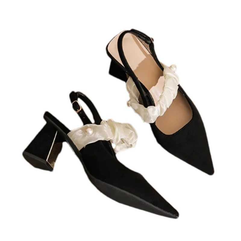 Pearl Mid H sandals elegant Pointed Toe Wen Shoes new 2025 summer short and chubby pump slider party drone Zapatillas Y250317