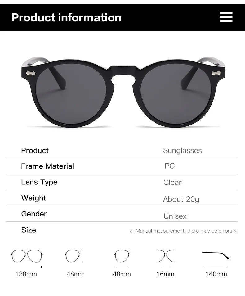 LM Classic Round Polarized Sunglasses for Men & Women - Vintage Style with UV400 Protection
