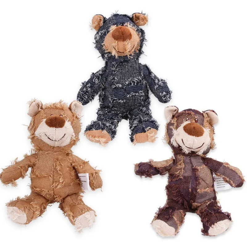Pet Teddy Bear Soundmaking Toy Plush Interactive Dog Grinding Cleaning Teeth Anti Bite Supplies 250318