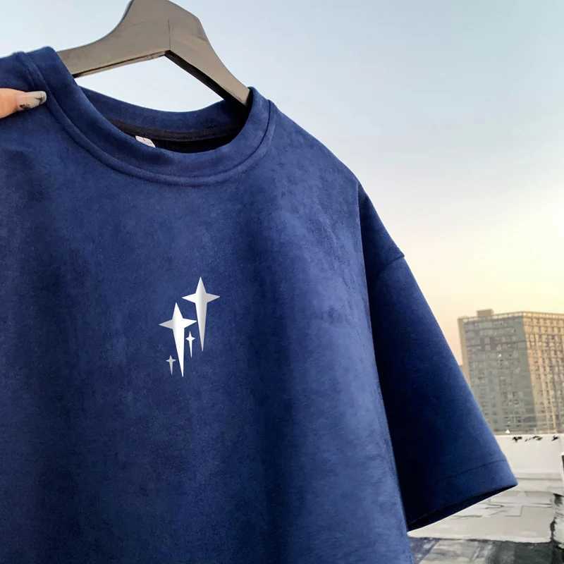 Retro suede T-shirt 5-color short sleeved graphic printed T-shirt plus size neutral T-shirt top New Gothic T-shirtT250318