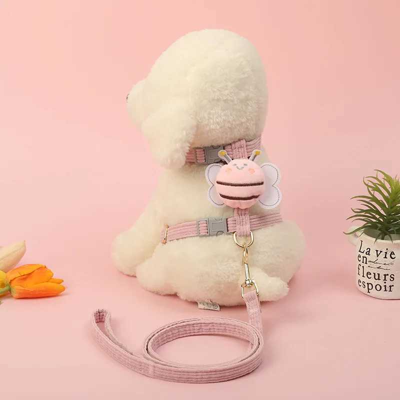 Pet Strap Set Cute Bee Dog Cat Strap Soft Adjustable Outdoor Walk Prevent Loss Dog Cat Strap Pet SuppliesT250318