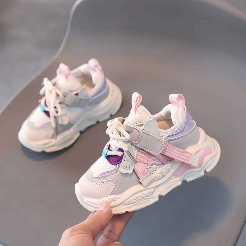 2024 Kids Sport Shoes Fashion Cross-tied Mesh Breathable Boys Sneakers Spring Autumn Children Girls Outdoor Running Shoes G02122XJ250318