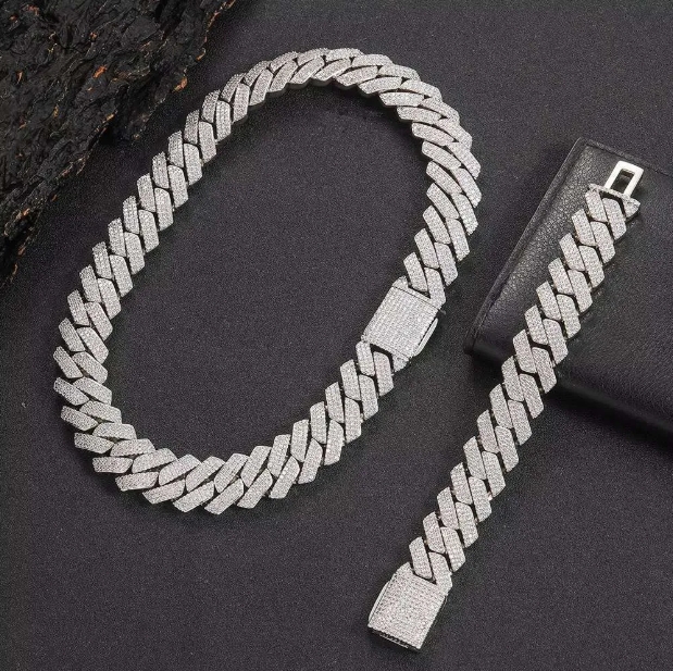 Everyday Comfortable Silicone Cuban Chain Bracelet with Sparkling CZ Stones 6mm Round Pendant Style