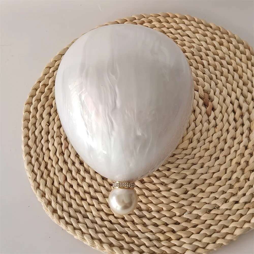 White Ball Women Trendy Acrylic Evening Clutch Glitter Marble Purse Banquet Party Prom Handbag Pearl Long Chain Pro Beach Bags