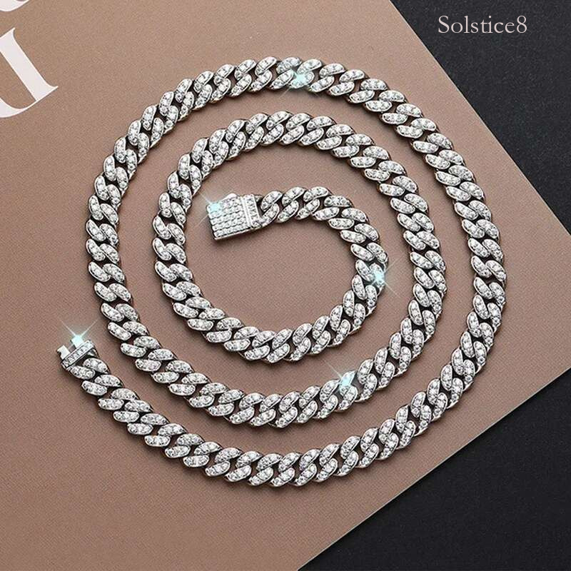 Smyoue 8/14mm Genuine Moissanite Dia Cuban for Women Sparkg S Sterg Sier Hip Hop Mens Necklace Wholesale