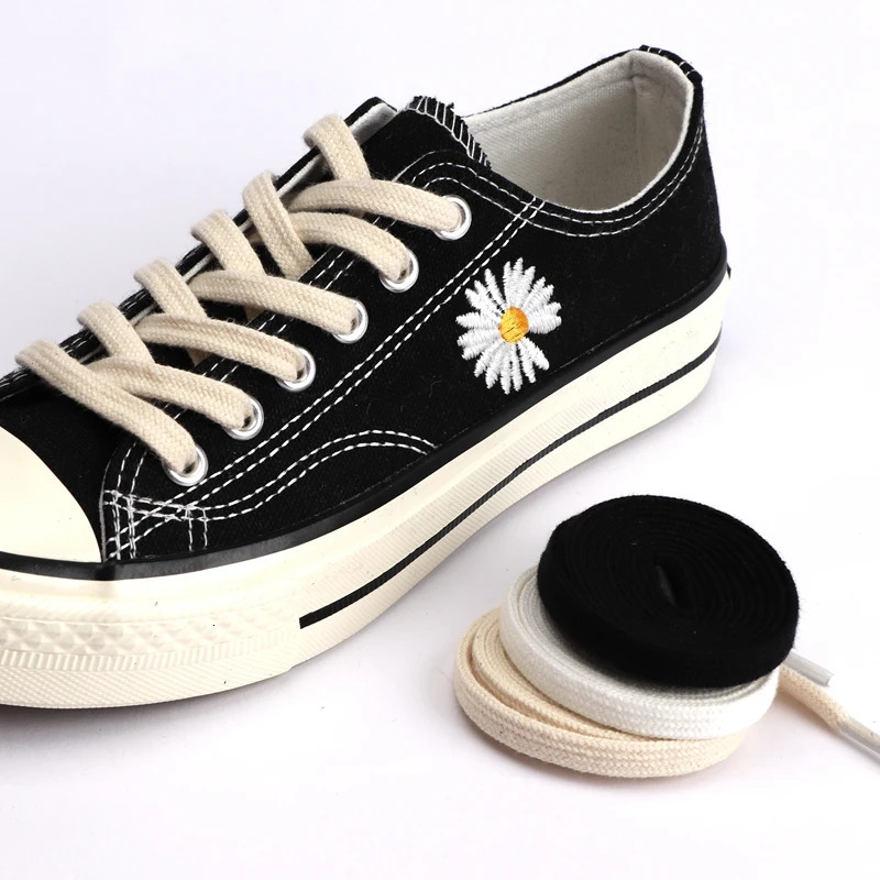 1Pair Cotton Flat Shoelaces Sneakers Canvas Shoe lace Men Shoelace White Black Beige Classic Laces for Shoes Strings 250318