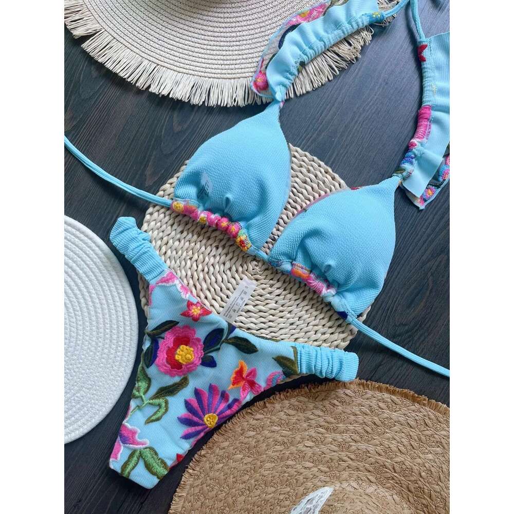 Ruotonsept 2024 new sexy handmade embroidered bikini set women's swimsuit triangle swimsuit Brazilian swimsuit bikini