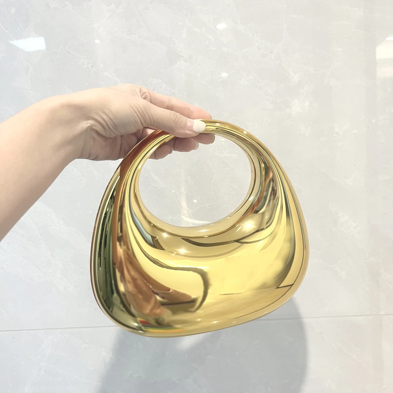 Golden Evening bag Purses and handbag er shoulder bags moon bag Party Wedding Round Acrylic Shiny Clutch purse 250318