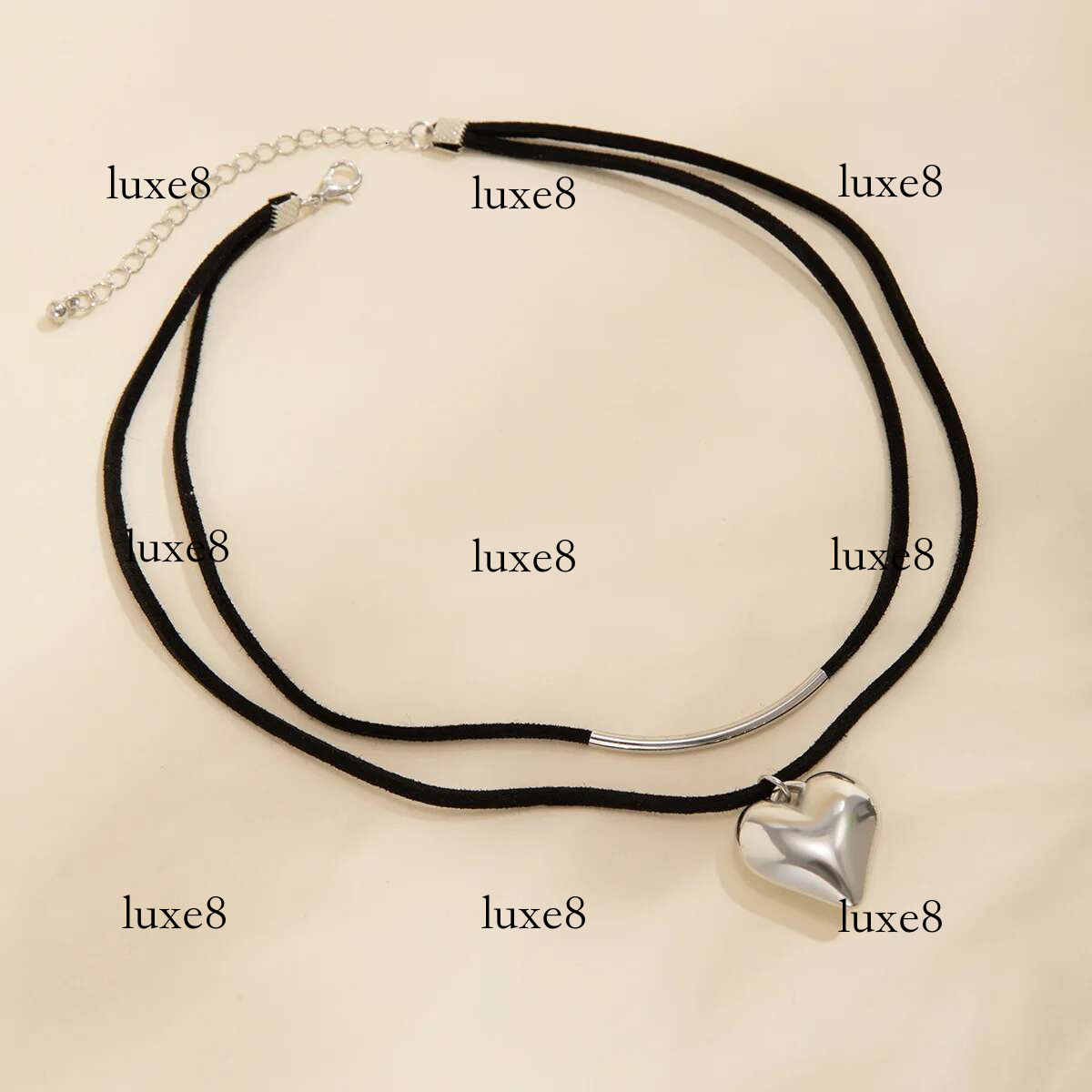 Punk Veet Small Love Heart Pendant Necklace for Women Vintage Black Rope Elegant Adjustable Choker Aesthetic Jewelry