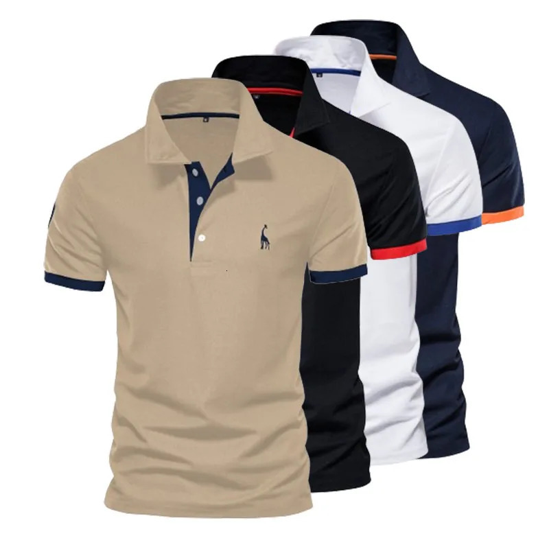 Summer Casual Sportswear Elastic Cotton Embroidered Short Sleeve Polo Shirt XS-5XL Large Size Business Social Quality Mens Top 250318