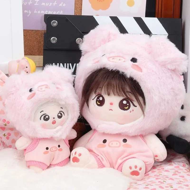 10cm 20cm cotton doll clothing cute pink pig head cover with hanging jumpsuit and toy doll accessoriesT250318