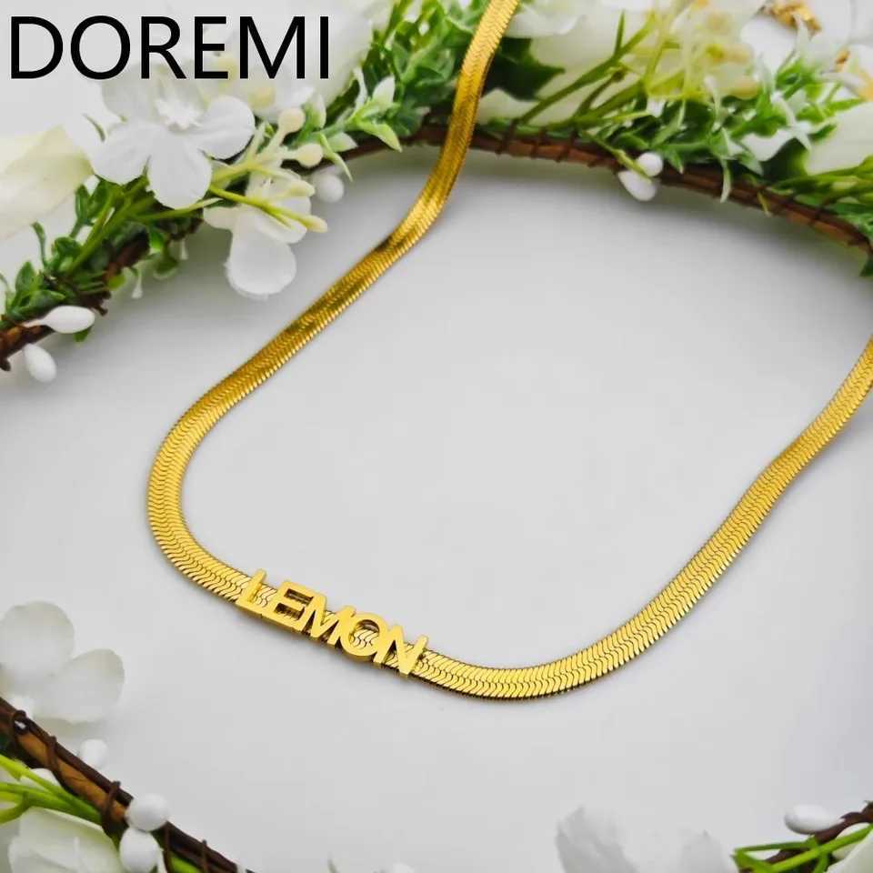 Doremi personalized bubble pendant herringbone chain stainless steel customized name necklace waterproof jewelry gift W250318