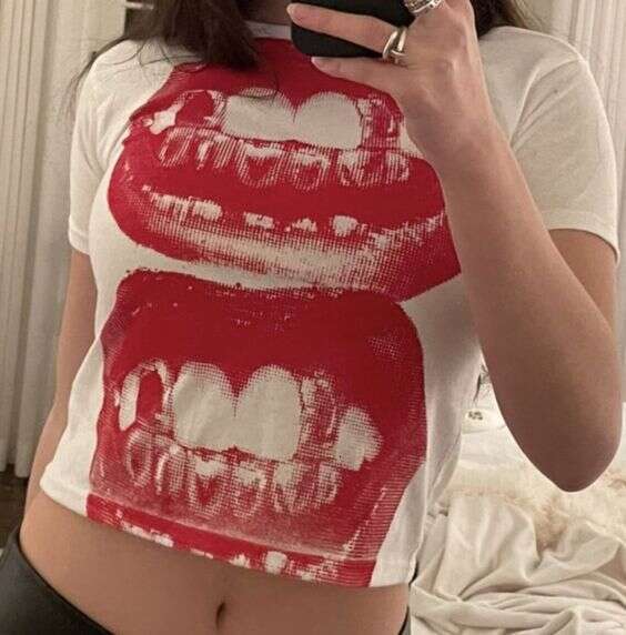 Summer Gothic women's club wholesale lip print short top 2025 new style chic and elegant clothing
