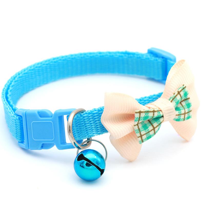 Cute Pet Collar Adjustable Buckle Plaid Bow Tie Colorful Dog Puppy Cat Collars With Bell Accessories Adjustable Pet Dressing Tools ni125