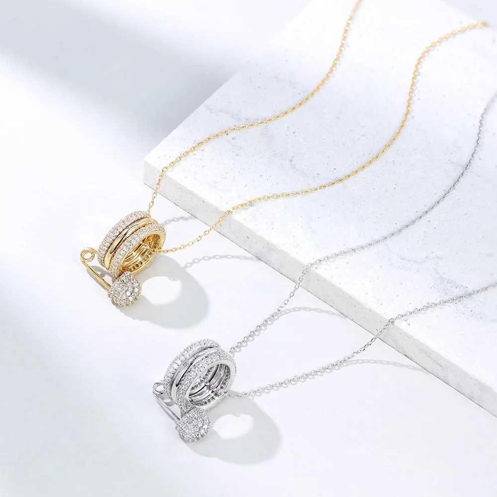 Womens Safety Pin Necklace Sparkling Simple Pendant Necklace Fashionable Cute Jewelry Gift W250318