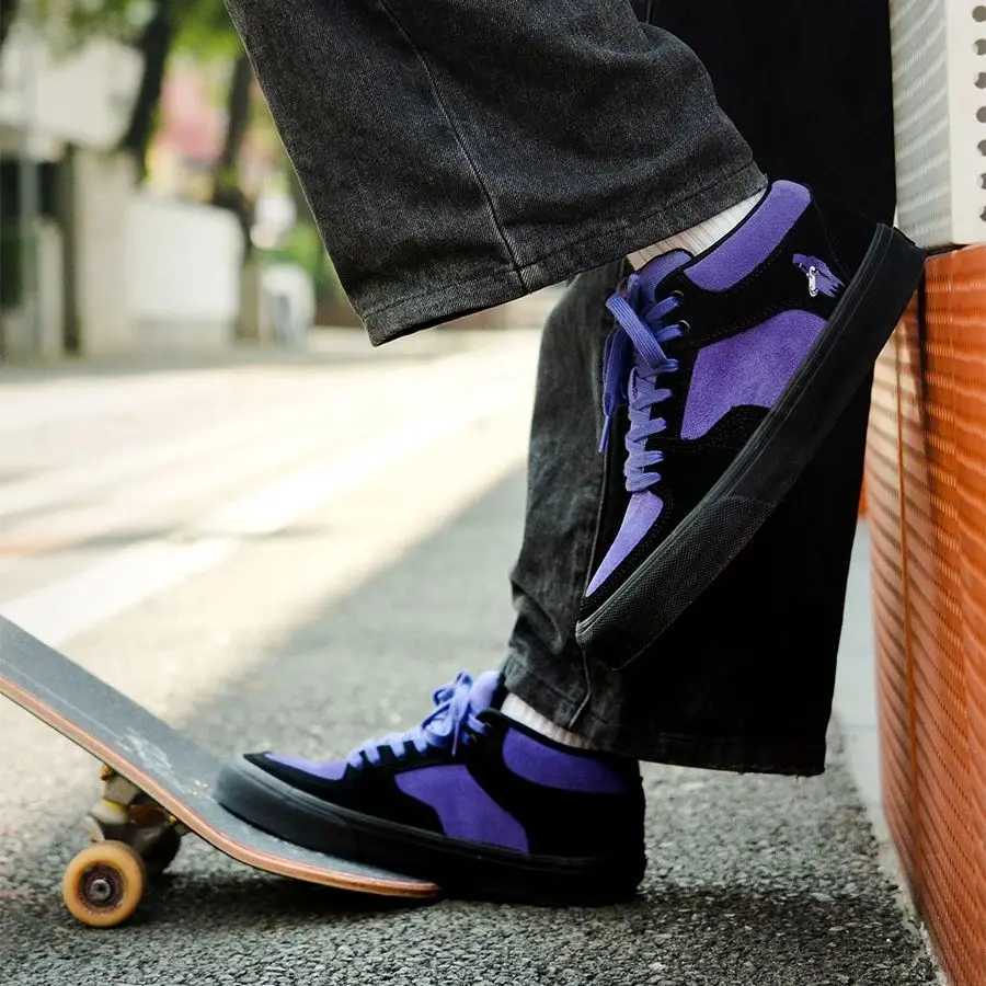 Joiints Purple Skateboarding Shoes Mens Sports Shoes Mid Top Anti Slip Casual Soft Leather Lace Breathable Tennis Y250318