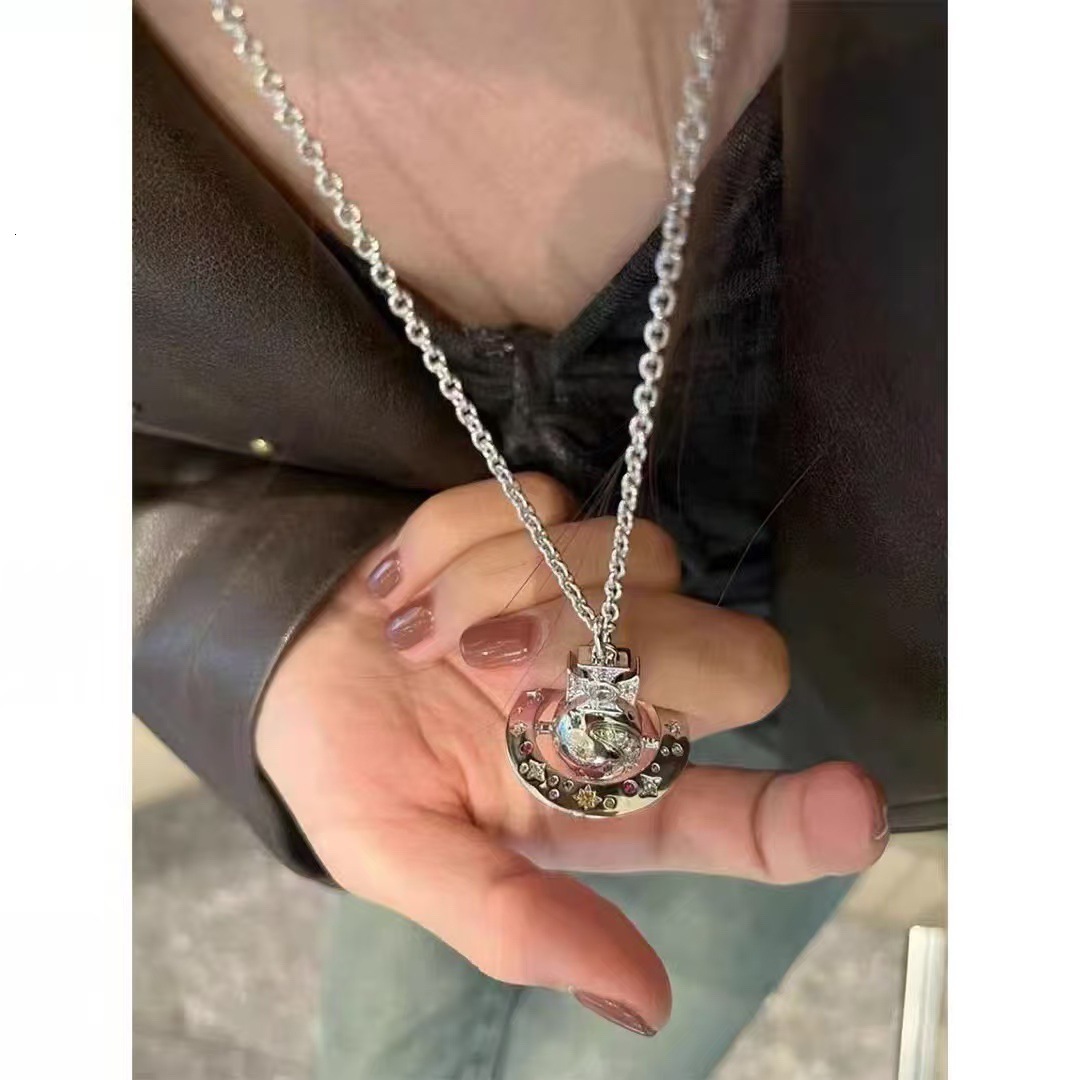 Limited Star Moon Saturn Color Dia Orb Heavy Industry High Difficulty Pendant Rainbow Planet Sweater Chain Male