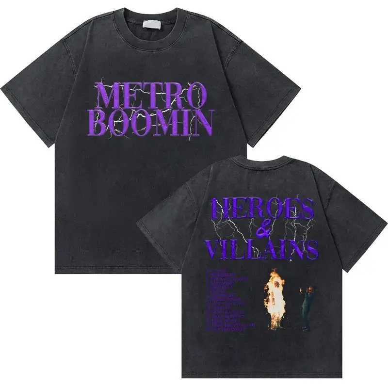 Future Metro Boomin we dont believe in your graphic T-shirt mens hip-hop retro washed out casual O-neck oversized T-shirtT250318