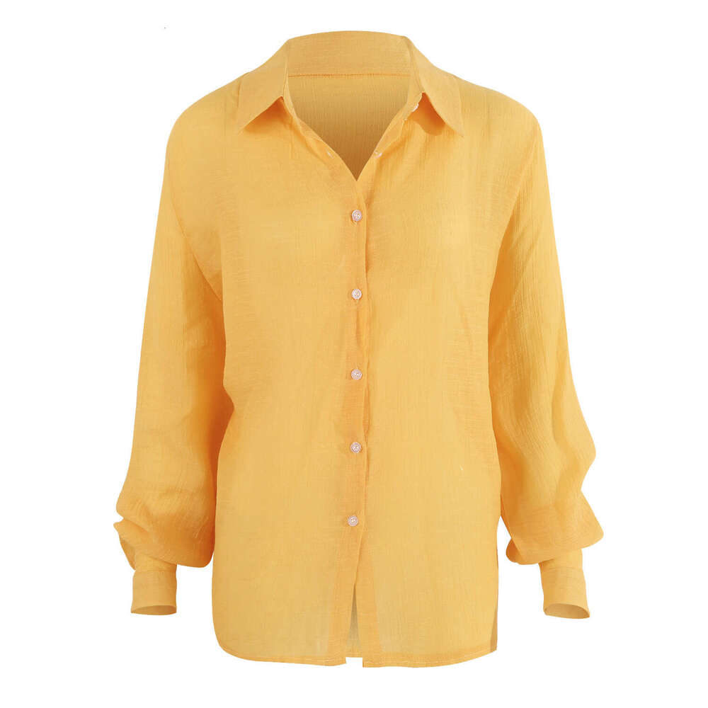 2020 Spring and Autumn Yamason Casual Loose Sleeve Linen Shirt Large Women's Wear