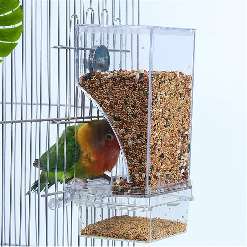 Chaos free bird feeder automatic parrot beverage acrylic seed food container cage accessories suitable for small and mediumsized parachutes 250318