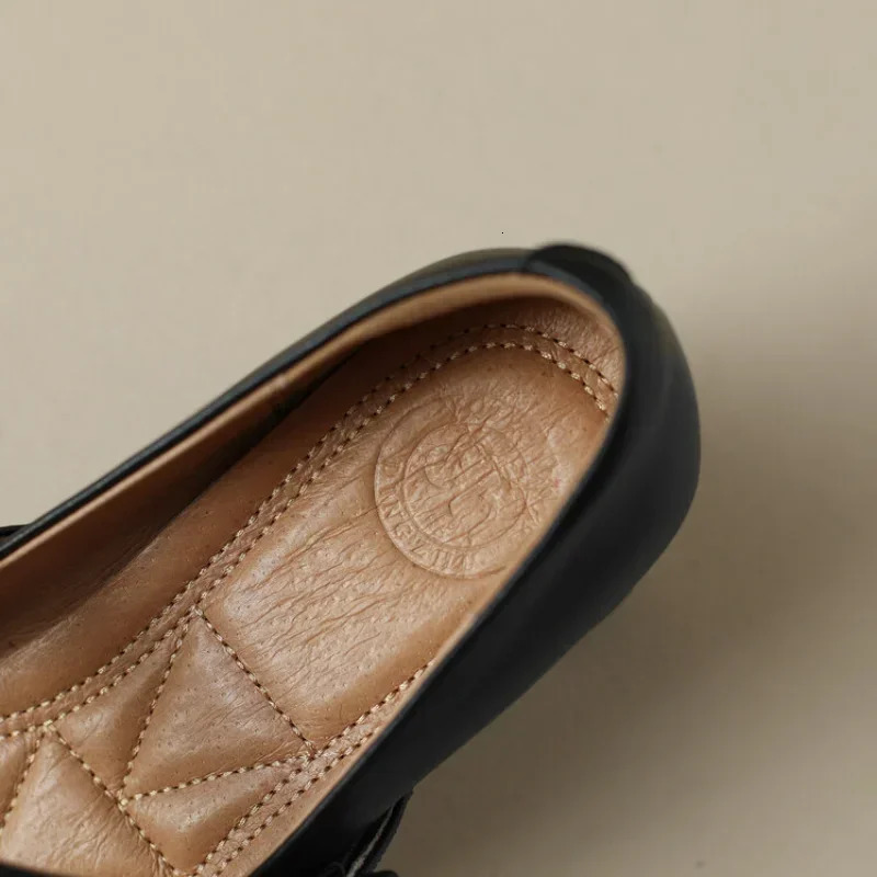 Mary Jane Pumps Women 2025 Spring Genuine Cow Leather Medium Block Heel Handmade Quality Comfortable Breathable Shoes 250318