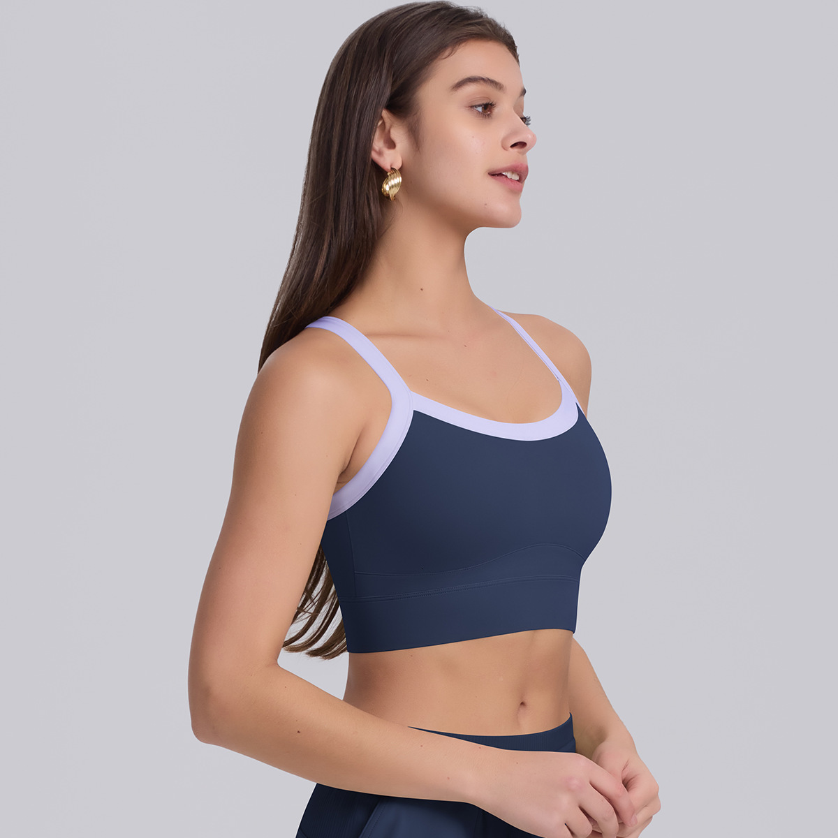 New tracksuit color blocked buckle tight fitting gathering unconstrained sports running fitness high stretch bra, yoga suit leggings