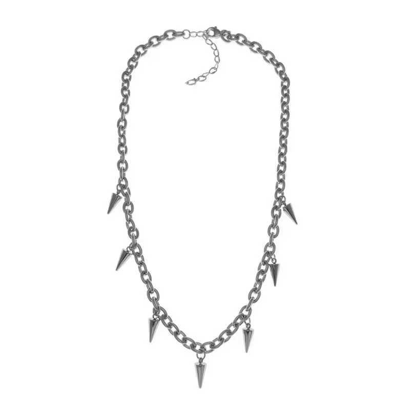 Punk Hip Hop Metal Rivet Corner Necklace for Men Gothic Silver Cross Kravik Necklace Y2K Jewelry W250318