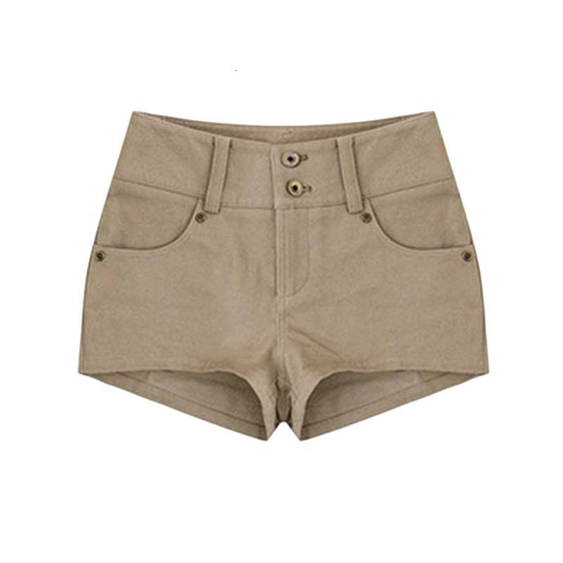 Khaki Women's Shorts American High Waisted Slim Fit Denim Shorts Sexy Hot Pants Summer New Lazy Straight Leg Casual Wide Leg Pants