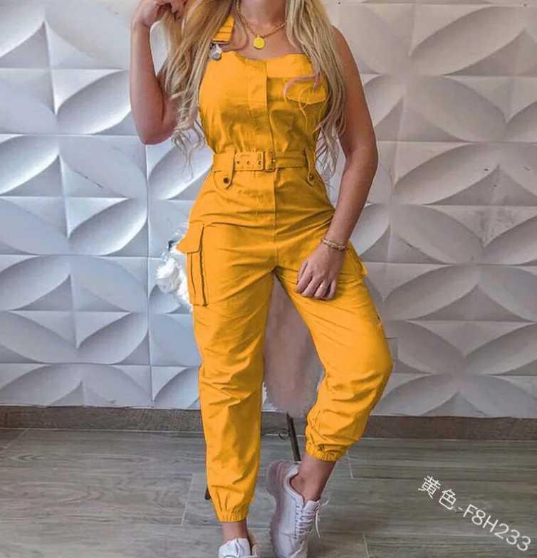 Autumn womens clothing tight fitting jumpsuit 2023 simple zipper cargo high waisted pantyhose strapless Trouser X250318