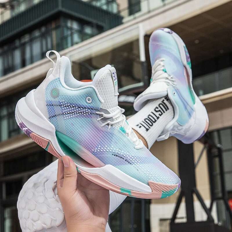 Sports Basketball Men's Training Leisure Anti-slip Wear Breathable Real Combat Rebound High-top Large Size Ball Shoes 2025