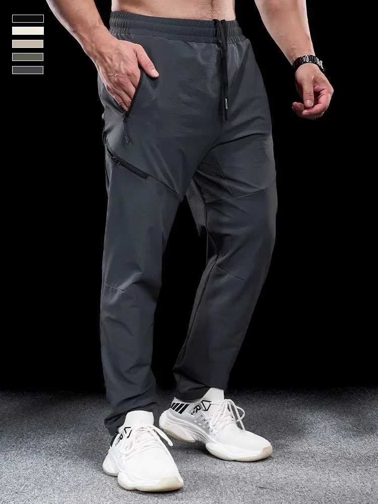 New Autumn Winter Men Quick-drying Sports Casual Trousers Gym Fitness Running Training Clothes Micro-elastic Zipper Pocket Pants W250318