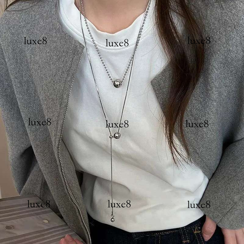 Stainless Steel Sier Color Beaded for Women Fashion Metal Pull Long Snake Bone Chain Necklaces Jewelry Party Gifts