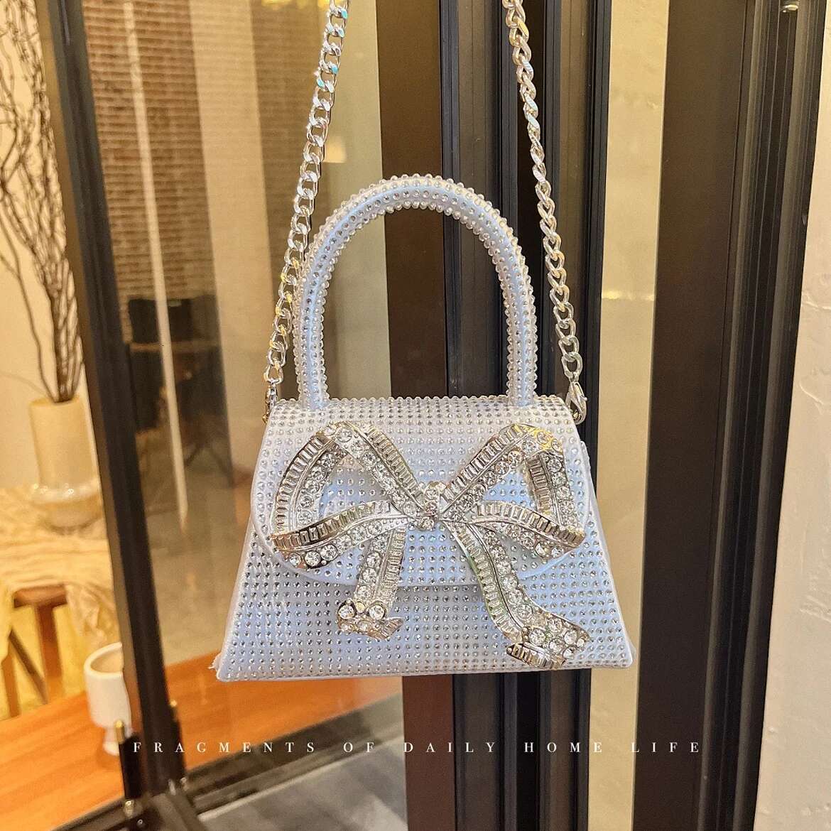 Bg Square Women's Handbag Glitter Shiny Rhies Dia Evening Wedding Party Clutch Purse Shoulder Bag