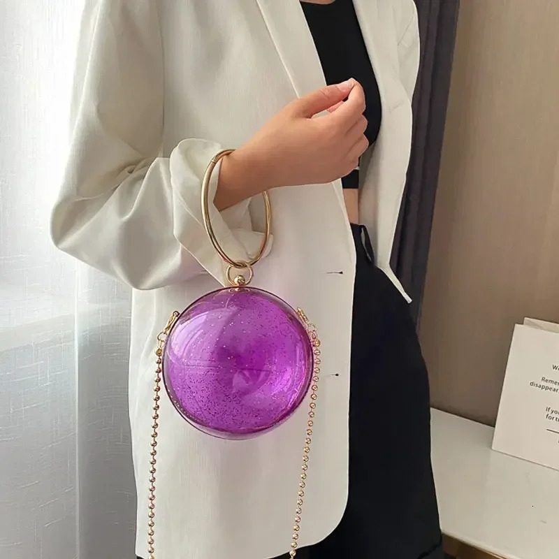 YoReAi Acrylic Transparent Spherical Clutch Pack Women Messenger Bag Evening Handbag Chain Shoulder Bags 250318