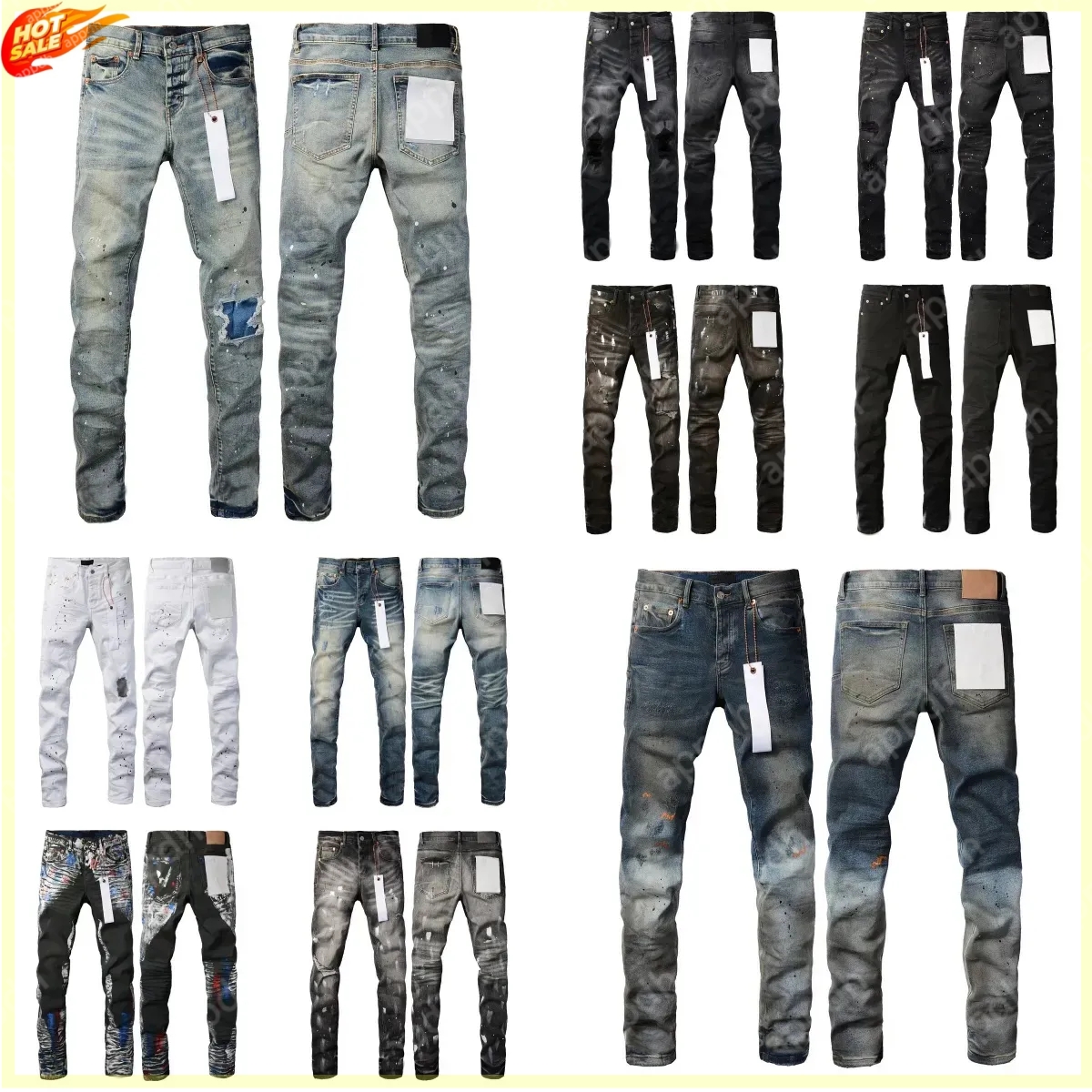 designer mens purple jean pants size men trends distressed black ripped biker slim fit motorcycle sweatpants eur size 28-40 X30K#