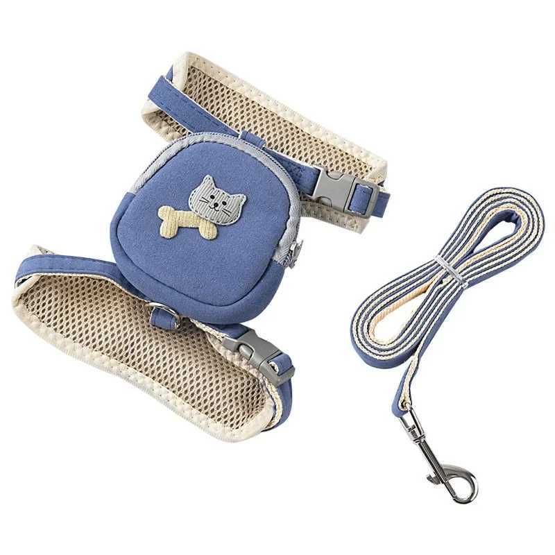 Dog Harness with Leash Set Pet Snack Bag Dog Backpack Harness for Small Large Dog Outdoor Travel Cat Collar PersonalizedT250318