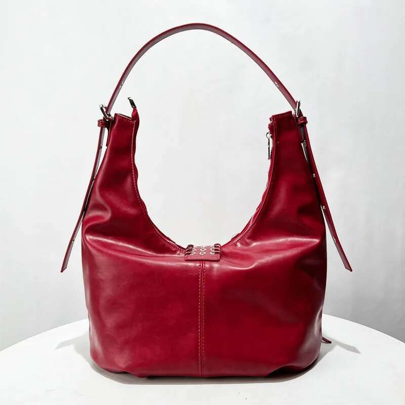 Moto & Biker Rivet Decoration Croissant Bags For Women Designer Handbag And Purses 2024 New In Vintage Shoulder Crossbody